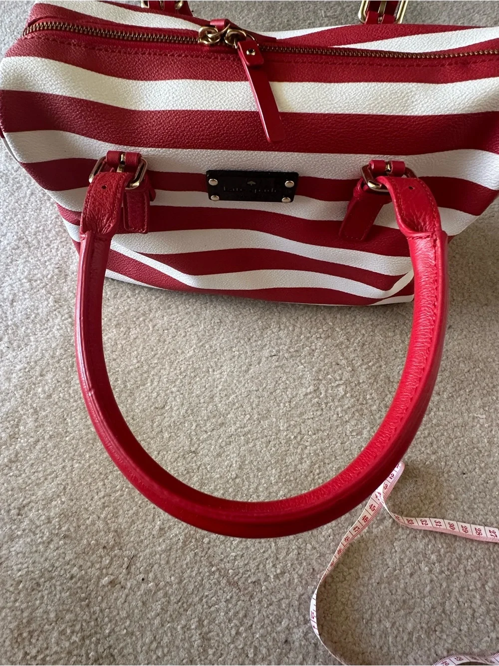 Kate Spade Kennywood Sidney satchel red and white stripe
